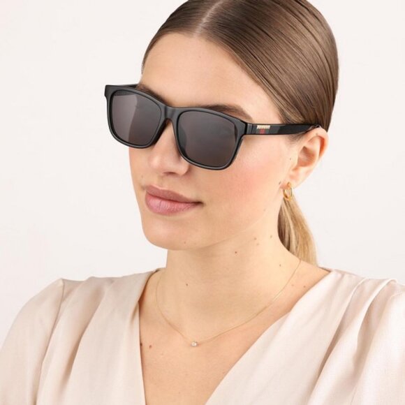 Gucci Women Sunglasses Black Grey Anti-Reflective Square GG0746S LOGO 001 NEW - Picture 1 of 8